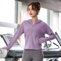 运动服女宽松上衣瑜伽服健身跑步训练服速干连帽开衫运动外套