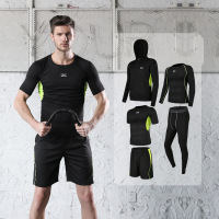 跑步运动套装男休闲男士健身服运动短裤速干紧身衣短袖训练运动装