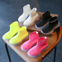 儿童弹力布飞织运动鞋2021年春秋新款韩版时尚袜子鞋男女童休闲鞋