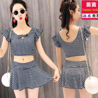 2021新款仙泳衣女两件套裙式平角保守可爱少女学生温泉显瘦泳装