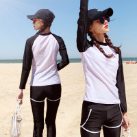 2021新款泳衣女分体平角三件套运动学生长袖两件套瑜伽潜水服泳装