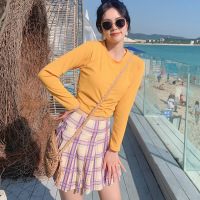 泳衣2021新游泳衣女分体两件套裙式保守显瘦长袖温泉学生泳装