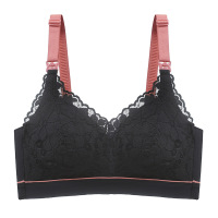 乳胶杯蚕丝内里无钢圈哺乳文胸孕期哺乳期内衣上开扣胸罩薄款