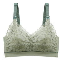 乳胶杯蚕丝内里无钢圈哺乳文胸孕期哺乳期内衣上开扣胸罩薄款