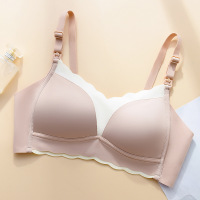 桑蚕丝无钢圈哺乳文胸上开扣内衣孕期哺乳期胸罩薄款礼袋装