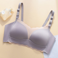 桑蚕丝无钢圈哺乳文胸上开扣内衣孕期哺乳期胸罩薄款礼袋装