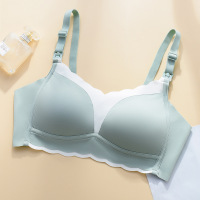 桑蚕丝无钢圈哺乳文胸上开扣内衣孕期哺乳期胸罩薄款礼袋装