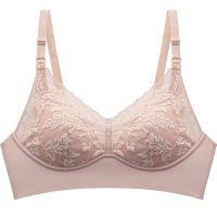 桑蚕丝无钢圈聚拢哺乳文胸蕾丝上开扣孕期哺乳期内衣盒装薄款