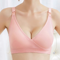 棉交叉哺乳文胸光面无钢圈聚拢大码内衣nursingbra