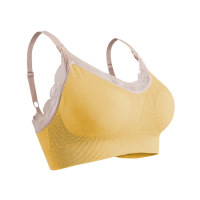 无缝哺乳内衣蕾丝无钢圈大胸显小哺乳期内衣喂奶文胸