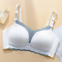 桑蚕丝无钢圈哺乳文胸上开扣内衣孕期哺乳期胸罩薄款礼袋装