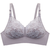 桑蚕丝无钢圈聚拢哺乳文胸蕾丝上开扣孕期哺乳期内衣盒装薄款