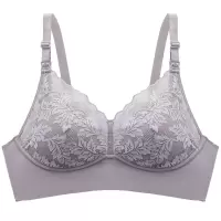 桑蚕丝无钢圈聚拢哺乳文胸蕾丝上开扣孕期哺乳期内衣盒装薄款