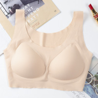 欧阳娜娜冰丝透气文胸聚拢无钢圈运动背心乳胶文胸