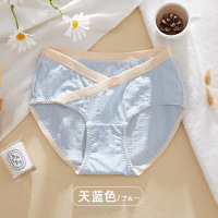 2021新品棉内裤交叉低腰女士内裤莫兰迪色系产妇裤大码