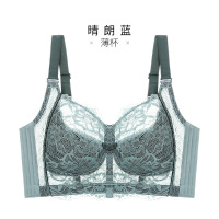内衣女性感蕾丝大胸显小无钢圈大码文胸时尚撞色调整型收副乳