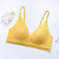 内衣女性感蕾丝无钢圈法式美背文胸显胸小薄款女士三角杯上托胸罩