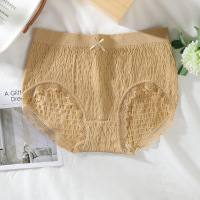 内裤女无缝棉裆透气少女中腰大码性感蕾丝提臀女士三角内裤