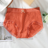 内裤女无缝棉裆透气少女中腰大码性感蕾丝提臀女士三角内裤