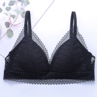 内衣女小胸性感法式无钢圈三角杯文胸蕾丝聚拢上托透气胸罩夏季薄