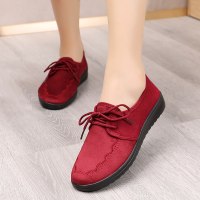 女鞋工作鞋老北京布鞋系带平底平跟妈妈鞋防滑黑色工装通勤职业鞋