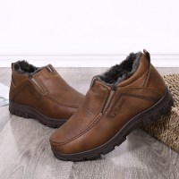 老人男棉鞋冬加厚绒保暖防滑防水面爷爷老头棉靴加肥宽松大码布鞋