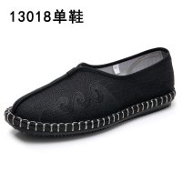 老北京布鞋男传统布底千层底手工缝制软底防滑爷爷老头棉布鞋黑色