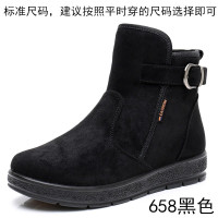 老北京布鞋女棉鞋加绒短靴平底防滑靴子妈妈鞋女靴保暖雪地靴冬季