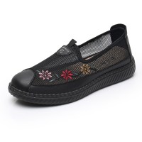 夏季老北京布鞋女网鞋透气网布中老年妈妈鞋柔软平底绣花奶奶女鞋