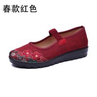 老人圆头奶奶鞋老北京布鞋女单鞋软底绣花防滑小码34大码4142号