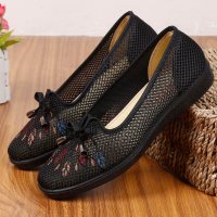 夏季老北京布鞋小脚奶奶绣花复古老人女网鞋软底防滑小码34大码42