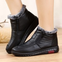 中老年冬女靴老北京布鞋女棉鞋加绒保暖平底防滑雪地靴保暖妈妈鞋