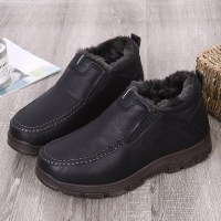 冬季男棉鞋老北京布鞋中老年防水面保暖防滑加绒爸爸大码4648棉靴