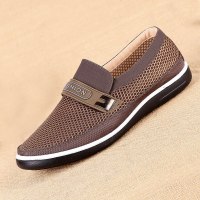 夏季爸爸鞋子男老北京布鞋透气轻便防滑老人网面镂空开车鞋休闲鞋