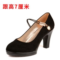 老北京布鞋单鞋女鞋防水台黑色高跟鞋粗跟职业工作鞋通勤工装鞋41