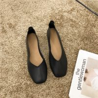 奶奶鞋平底鞋2021春季新款韩版百搭方头浅口仙女风单鞋女