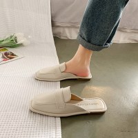 包头半拖鞋女夏外穿2021年新款外出时尚平底鞋ins潮火