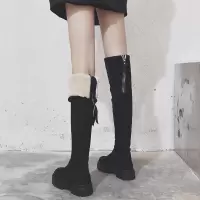 长筒靴女过膝高筒瘦瘦棉靴子秋冬加绒2021年新款百搭平底骑士长靴