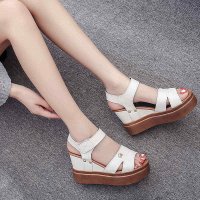 凉鞋女仙女风2021新款坡跟鱼嘴女鞋夏ins潮松糕厚底防水台高跟鞋