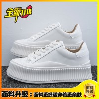 港味小白鞋女2021新款秋季休闲百搭松糕厚底鞋增高单鞋平底饼干鞋