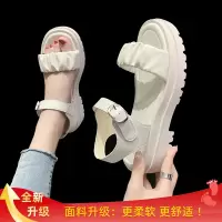 凉鞋女2021年新款女夏季平底仙女风百搭学生厚底松糕鞋罗马沙滩鞋