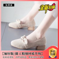 法式名媛粗跟高跟鞋女2021新款蝴蝶结中跟晚晚鞋百搭单鞋低跟