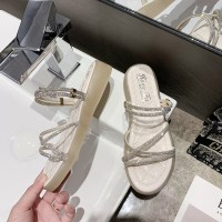 水钻凉鞋女夏2021新款坡跟仙女风罗马鞋两穿软底防滑拖鞋