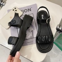 罗马凉鞋女仙女风厚底松糕鞋2021年新款夏季学生百搭时装平底