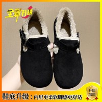 新款时尚短筒雪地靴女加绒短靴子冬季防滑一脚蹬丑萌低帮保暖棉鞋