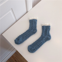 冬季少女心可爱珊瑚绒袜子女冬天睡觉甜美保暖毛巾袜地板袜