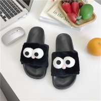 2018夏季新款搞怪可爱卡通丑萌大眼睛拖鞋女夏学生休闲毛毛凉拖鞋
