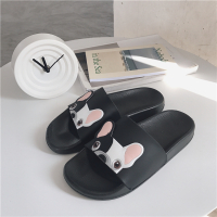 拖鞋女夏2018韩版新款可爱法斗犬卡通狗狗防滑外穿一字沙滩凉拖鞋