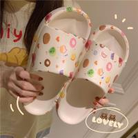 ins潮时尚街头凉拖鞋女夏天外穿防滑厚底涂鸦沙滩鞋男