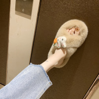 拖鞋女2021秋冬季新款时尚外穿毛毛鞋百搭韩版家用夏季兔子棉拖鞋